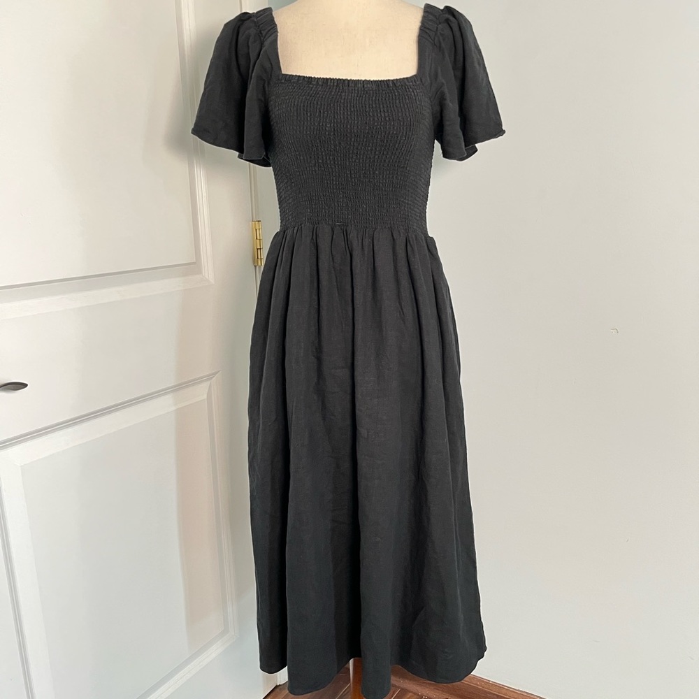 Madewell  black Puff-Sleeve Midi Dress - Picture 6 of 13